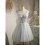 Fashion Grey Birthday Party Dresses 2022 A-Line / Princess Spaghetti Straps Beading Pearl Sequins Sleeveless Backless Bow Floor-Length / Long Cocktail Party Formal Dresses