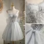Fashion Grey Birthday Party Dresses 2022 A-Line / Princess Spaghetti Straps Beading Pearl Sequins Sleeveless Backless Bow Floor-Length / Long Cocktail Party Formal Dresses