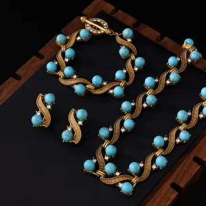 Vintage Originale Vert Citron Fait Main Turquoise Turquoise Faux Diamant Promo Bracelets Boucles D 039 Oreilles Un Collier Accessorize 2025