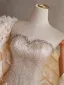 Sexy Champagne Perlage Faux Diamant Paillettes Plumes Robe De Soirée 2026 Trompette / Sirène Bustier Sans Manches Dos Nu Longue Soirée Robe De Ceremonie