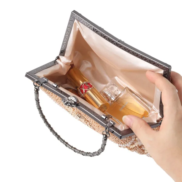 Vintage / Originale Scintillantes Beige Perlage Faux Diamant Paillettes Promo Pochette 2023