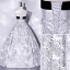 Elegant Silver Grey Printing Prom Dresses 2022 Ball Gown Strapless Sleeveless Backless Floor-Length / Long Prom Formal Dresses