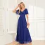 Modest / Simple Royal Blue Prom Dresses 2024 A-Line / Princess V-Neck Short Sleeve Backless Floor-Length / Long Prom Formal Dresses