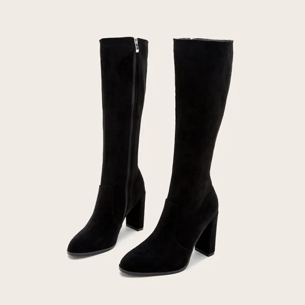 Fashion Brown Street Wear Winter Fall Womens Boots 2023 9 cm Thick Heels Pointed Toe Womens Boots