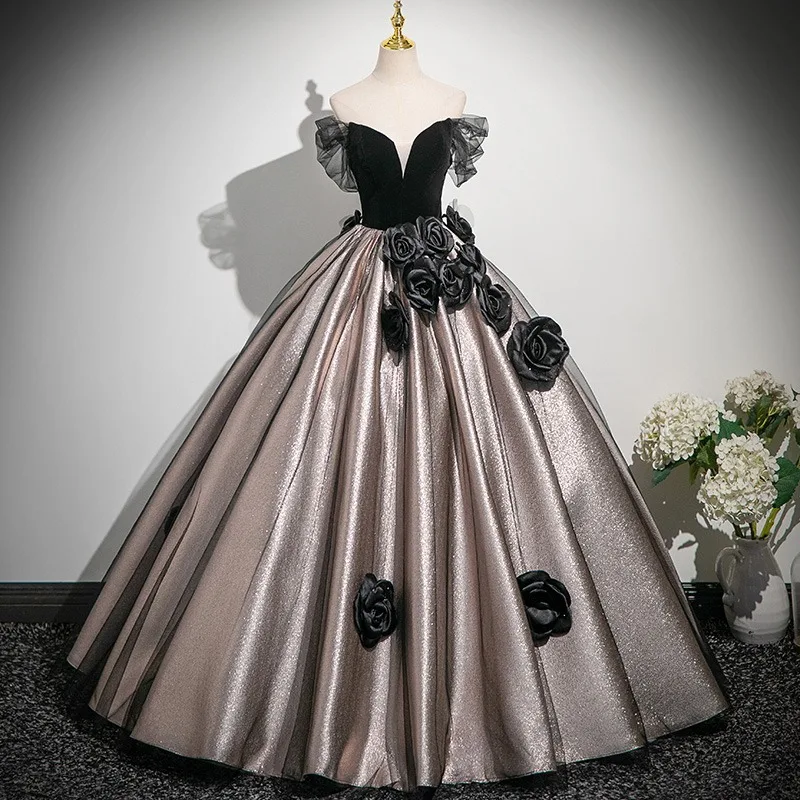 strapless open back dress Chic Mermaid Black Long Sleeve Prom Dresses Glitter Sequins Evening Dr –  SELINADRESS main image 0