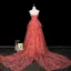 Elegant Watermelon Appliques Printing Prom Dresses 2025 Ball Gown Strapless Sleeveless Backless Sweep Train Prom Formal Dresses