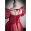 Elegante Rot Pailletten Ballkleider 2022 Ballkleid Eckiger Ausschnitt Geschwollenes Kurze Ärmel Rückenfreies Lange Ball Festliche Kleider