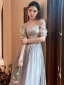 Modest / Simple Grey Bridesmaid Dresses 2022 A-Line / Princess Short Sleeve Backless Floor-Length / Long Bridesmaid Wedding Party Dresses