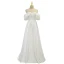 Elegant White Satin Prom Dresses 2022 A-Line / Princess Off-The-Shoulder Short Sleeve Backless Floor-Length / Long Prom Formal Dresses