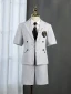 Summer 5-piece Grey Short Sleeve Boys Wedding Suits 2022 Coat Pants Shirt Tie Vest