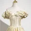 Chic / Beautiful Yellow Prom Dresses Ball Gown 2025 Off-The-Shoulder Short Sleeve Backless Floor-Length / Long Prom Formal Dresses