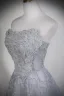 Jaw-dropping Fashion Grey Glitter Sequins Prom Dresses 2026 A-Line / Princess Strapless Sleeveless Backless Sweep Train Formal Dresses