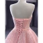 High End Pink Perlenstickerei Pailletten Rüschen Ballkleider 2023 A Linie Bandeau Ärmellos Rückenfreies Lange Ball Festliche Kleider