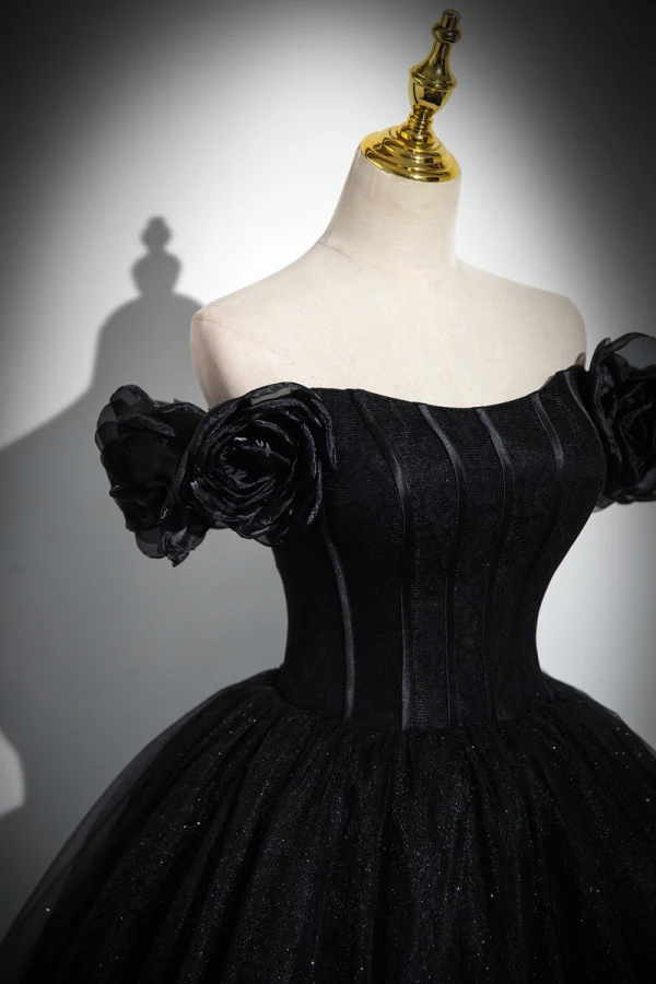 Charmant Schwarz Pailletten Ballkleider 2023 Ballkleid Off Shoulder Ärmellos Rückenfreies Lange Ball Festliche Kleider