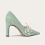 Schöne Beige Perle Pailletten Spitze Blumen Brautschuhe 2023 Leder 7 cm Stilettos Spitzschuh Hochzeit Pumps Hochhackige