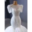 High-end White Handmade  Beading Pearl Sequins Wedding Dresses 2023 Trumpet / Mermaid Scoop Neck Short Sleeve Court Train Wedding