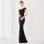 Sexy Black Satin Evening Dresses 2022 Trumpet / Mermaid Off-The-Shoulder Beading Tassel Sleeveless Backless Floor-Length / Long Evening Party Formal Dresses