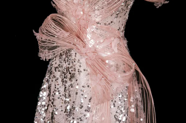 Sparkly Fashion Blushing Pink Appliques Sequins Prom Dresses 2025 A-Line / Princess Strapless Sleeveless Backless Floor-Length / Long Formal Dresses