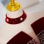 Chic / Beautiful Burgundy Beading Pearl Evening Dresses 2023 A-Line / Princess Off-The-Shoulder Short Sleeve Backless Floor-Length / Long Evening Party Formal Dresses