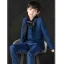 Bleu Marine 5 pièces Manches Longues Costume Garçon Mariage 2022 Manteau Pantalon Chemise Cravate Gilet