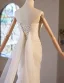 Modest / Simple White Trumpet / Mermaid Wedding Dresses 2024 Strapless Sleeveless Backless Floor-Length / Long Wedding