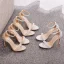 Charmant Weiß Sommer Perle Brautschuhe 2023 10 cm Stilettos Knöchelriemen Peeptoes Hochzeit Sandaletten Hochhackige