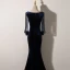 Elegant Navy Blue Suede Evening Dresses 2022 Trumpet / Mermaid V-Neck Beading Tassel Long Sleeve Floor-Length / Long Evening Party Formal Dresses