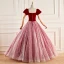 Schöne Rot Ballkleider 2023 Off Shoulder Ballkleid Kurze Ärmel Rückenfreies Schleife Stoffgürtel Lange Ball Festliche Kleider