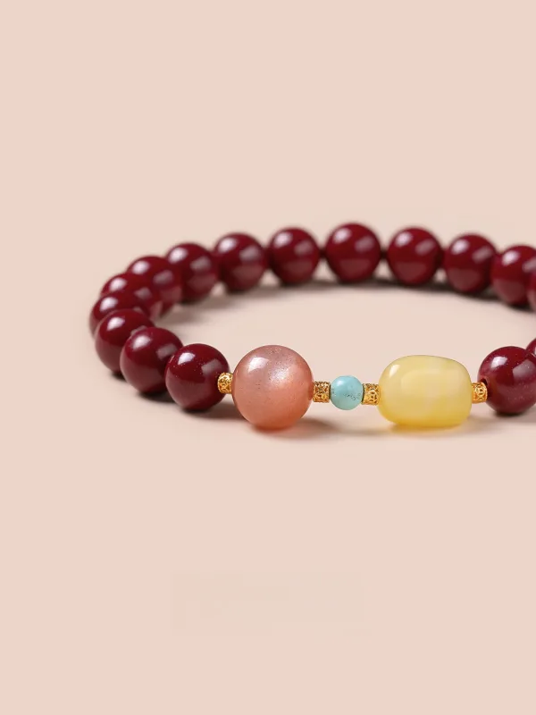 Style Chinois Rouge Fait main Cinabre Ambre Bracelets 2025 Accessorize