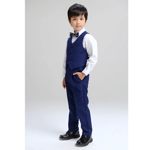 Black Long Sleeve Boys Wedding Suits 2022 Coat Pants Shirt Vest