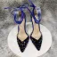 Charming Royal Blue Sequins Evening Party Womens Sandals 2022 12 cm Stiletto Heels Ankle Strap Pointed Toe Womens Shoes High Heels