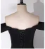 Audrey Hepburn Style Black Ruffle Prom Dresses 2024 A-Line / Princess Off-The-Shoulder Short Sleeve Backless Floor-Length / Long Prom Formal Dresses