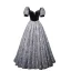 Élégant Noire Impression Robe De Bal 2022 Princesse Encolure Carrée Manches Courtes Dos Nu Longue Promo Robe De Ceremonie