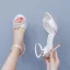 Schöne Weiß Strass Brautschuhe 2026 Knöchelriemen 8 cm Stilettos Peeptoes Hochzeit Sandaletten Hochhackige