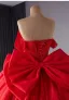 Luxury / Gorgeous Red Handmade  Beading Wedding Dresses 2024 Ball Gown Off-The-Shoulder Sleeveless Backless Bow Chapel Train Wedding