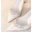 Chic / Beautiful Ivory Satin Rhinestone Wedding Shoes 2023 Leather 8 cm Stiletto Heels Pointed Toe Wedding Pumps High Heels