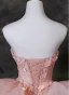 Luxus / Herrlich Rosa Applikationen Pailletten Ballkleider 2025 Ärmellos Bandeau Rückenfreies Kapelle-Schleppe Festliche Kleider