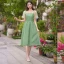 Modest / Simple Sage Green Bridesmaid Dresses 2023 A-Line / Princess Short Sleeve Backless Tea-length Bridesmaid Dresses
