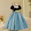 Élégant Noire Anniversaire Robe Ceremonie Fille 2022 Robe Boule Encolure Dégagée Gonflée Manches Courtes Longue Robe Ceremonie Fille