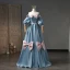 Lovely Pool Blue Bow Prom Dresses 2023 Ball Gown Off-The-Shoulder Short Sleeve Backless Floor-Length / Long Prom Formal Dresses
