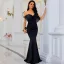 Sexy Black Evening Dresses 2022 Trumpet / Mermaid Off-The-Shoulder Bow Sleeveless Backless Floor-Length / Long Evening Party Formal Dresses