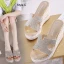 Fashion Bling Bling Silver Rhinestone Sequins Street Wear Summer Womens Sandals 2023 10 cm Wedges Open / Peep Toe Sandals