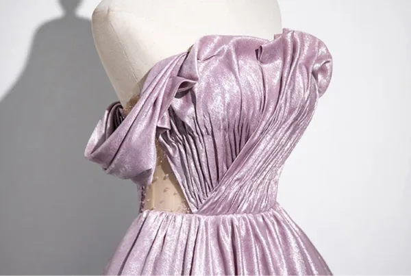 Élégant Rougissant Rose Perlage Glitter Robe De Bal 2025 Princesse De l'épaule Manches Courtes Dos Nu Train De Balayage Promo Robe De Ceremonie