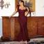 Scintillantes Sexy Bordeaux Paillettes Robe De Soirée 2022 Trompette / Sirène Encolure Carrée Sans Manches Dos Nu Perlage Longue Soirée Robe De Ceremonie