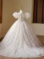 Lovely Champagne Sequins Beading Pearl Butterfly Birthday Flower Girl Dresses 2023 Ball Gown High Neck Puffy Short Sleeve Floor-Length / Long Flower Girl Dresses