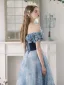 Mode Meeresblau Perle Schmetterling Geflecktes Ballkleider 2023 A Linie Rüschen Off Shoulder Kurze Ärmel Rückenfreies Lange Ball Festliche Kleider