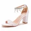 Sexy White Wedding Shoes 2022 Pearl Rhinestone Ankle Strap 7 cm Stiletto Heels Open / Peep Toe Wedding Sandals High Heels