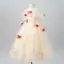 Lovely Champagne Appliques Birthday Flower Girl Dresses 2025 A-Line / Princess Off-The-Shoulder Short Sleeve Backless Floor-Length / Long Flower Girl Dresses