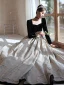 Elegant Black Velour Evening Dresses 2023 A-Line / Princess Square Neckline Long Sleeve Floor-Length / Long Evening Party Formal Dresses