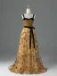 Vintage / Originale Champagne Brodé Noeud Ceinture Robe De Bal 2026 Princesse Bretelles Spaghetti Sans Manches Dos Nu Train De Balayage Robe De Ceremonie